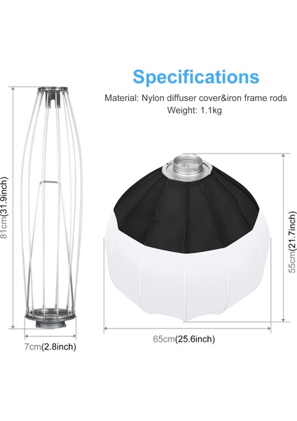 Puluz 65CM Katlanabilir Fener Softbox (Yurt Dışından)