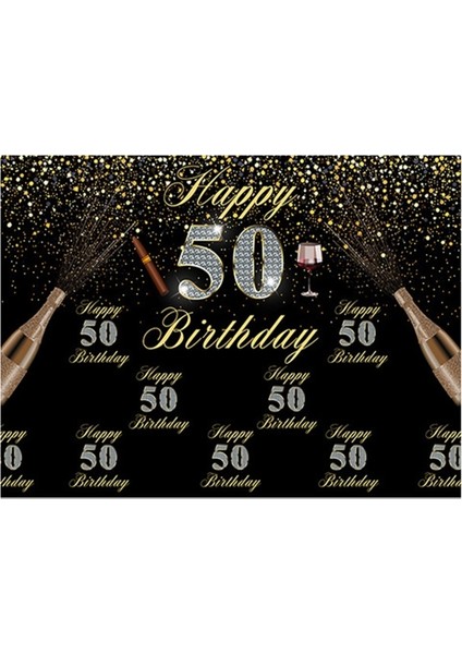 2.1m x 1.5m 50. Doğum Günü Partisi Arka Plan Bezi (Yurt Dışından) fırsatları