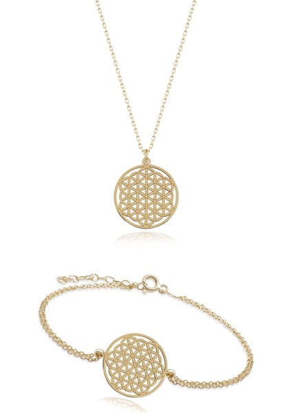 Yaşam Çiçeği Kolye Bileklik Seti Gold fiyatları