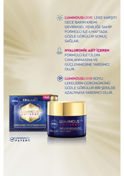 LUMINOUS630 Leke Karşıtı Serum 30ML ve LUMINOUS630 Leke Karşıtı Gece Yüz Kremi 50ML modelleri
