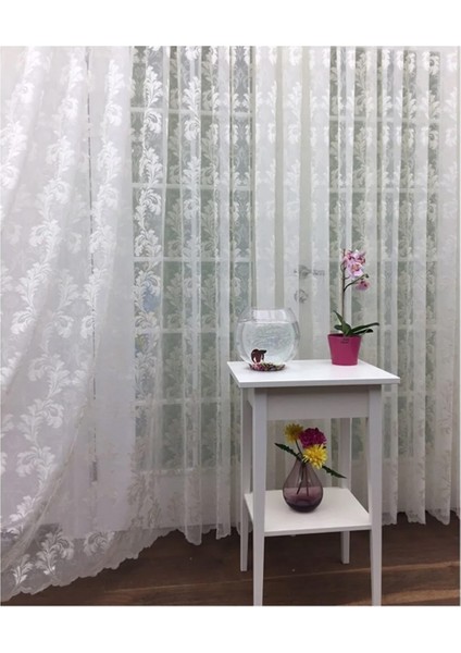 Taç Şal Desen Kullanıma Hazır 1/2,5 Normal Pile Tül Perde Tek Kanat - Ekru 100 x 260 cm fiyatları