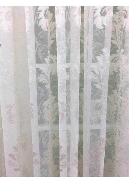 Taç Şal Desen Kullanıma Hazır 1/2 Seyrek Pile Tül Perde Tek Kanat - Ekru 100 x 270 cm fırsatları