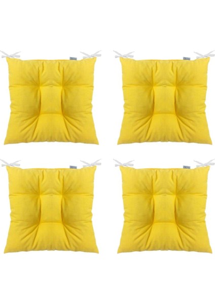 4'lü Kombin Pofidik Kare Sandalye Minderi 40 x 40 cm Sarı