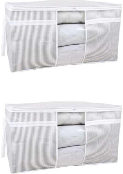 Tofipashop 2 Adet Pencereli Yastık-Yorgan Hurç Düzenleyici 75 x 40 x 40 cm