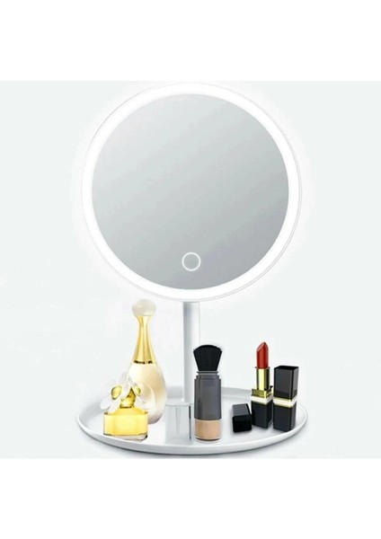 Makyaj Aynası Dokunmatik LED Işıklı USB Yuvarlak Masaüstü Makyaj Aynası, Makyaj Aynası SM-8036