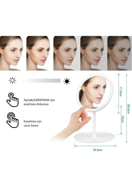 Makyaj Aynası Dokunmatik LED Işıklı USB Yuvarlak Masaüstü Makyaj Aynası, Makyaj Aynası SM-8036 fiyatları