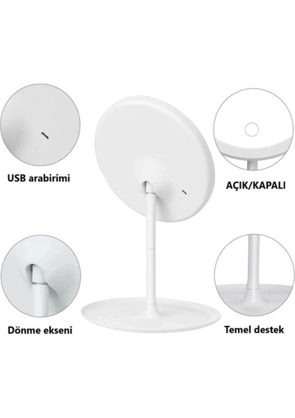 Makyaj Aynası Dokunmatik LED Işıklı USB Yuvarlak Masaüstü Makyaj Aynası, Makyaj Aynası SM-8036 fırsatları