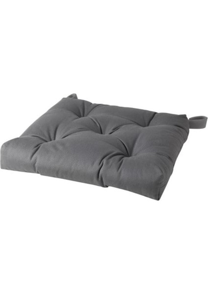 Malında 40/35X38X7 cm Sandelye Minderi Gri Cırt Cırt Bantlı