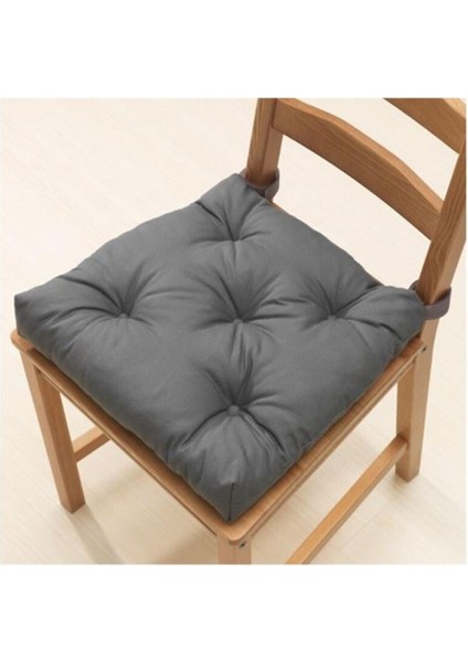 Malında 40/35X38X7 cm Sandelye Minderi Gri Cırt Cırt Bantlı