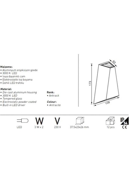 Led'li Bahçe Aplik LW427 S LW427