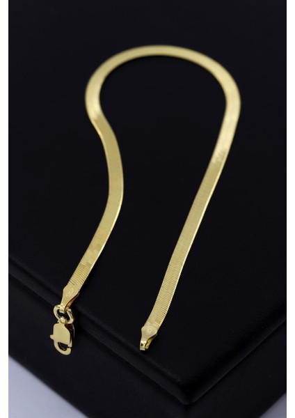 Italyan Yassı Zincir Altın Yaldızlı Gümüş Bileklik 169