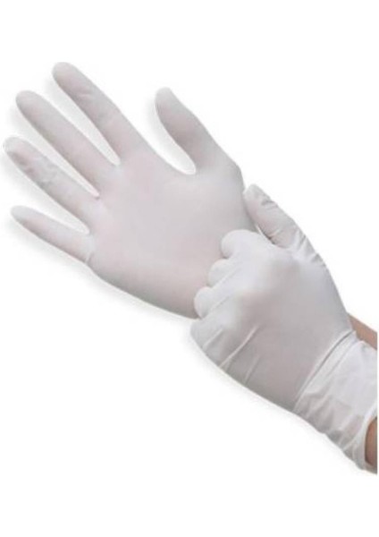 Tek Kullanımlık Lateks Beyaz Pudralı Medium Muayne Eldiveni - 5 Adet 100'LÜ Paket/koli