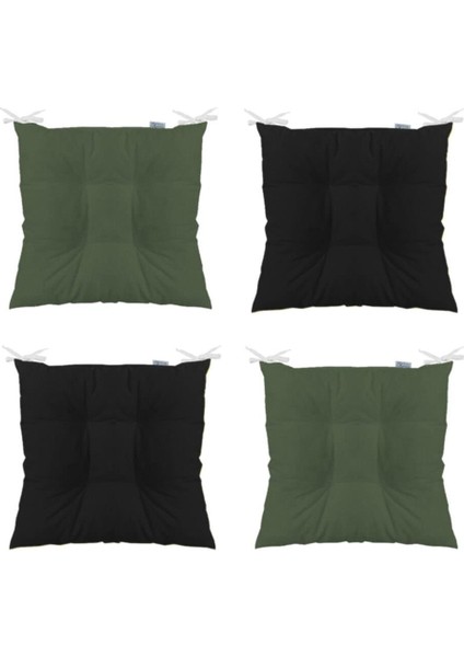 Siyah-Haki Kombin Pofidik Kare Sandalye Minderi 4'lü 40 x 40 cm