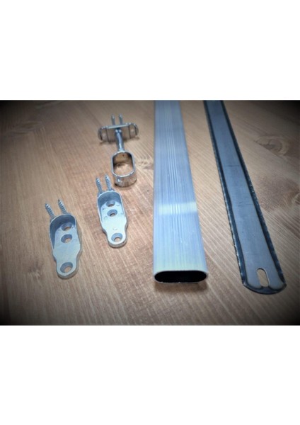 U Alüminyum 100 cm Uzunluk Dolap Aski Borusu 2 Adet Flanş Vida 1 Adet Ayaklı Orta Flanş Testere fiyatları