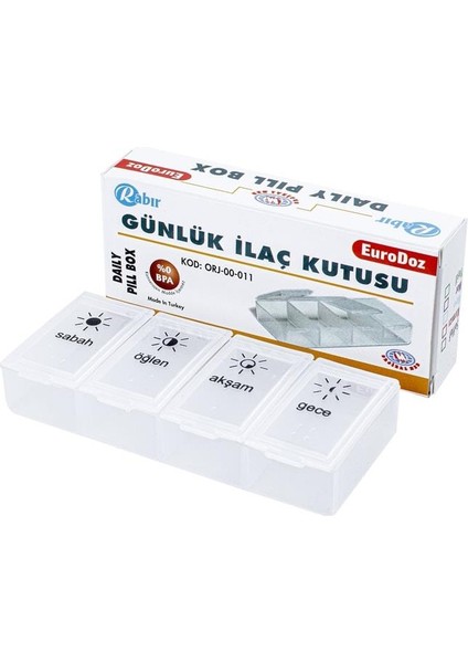 4 Öğün Günlük Ilaç Saklama Kutusu – Ilaç Saklama Taşıma Kutusu – Kapaklı Ilaç Takip Düzenleyici