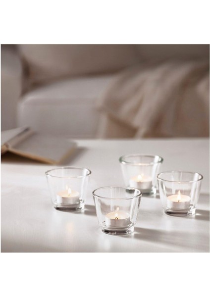 Galej Tealight Mumluk Cam 4 Adet 6 cm Galej Mumluk Cam
