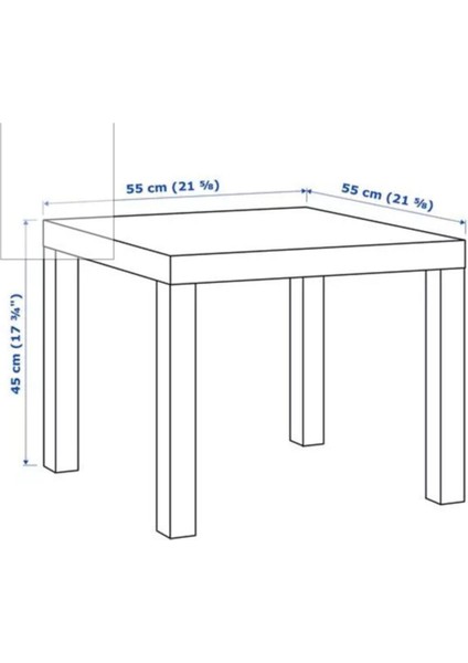 Lack Sehpa Beyaz - Uzunluk 55 Cm, Genişlik 55 Cm, Yükseklik 45 cm