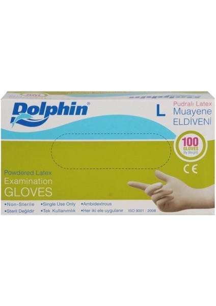 Latex Pudralı Eldiven - Tıbbi Medikal Muayene Lateks Eldiven 100'LÜ Paket - L Beden fiyatları