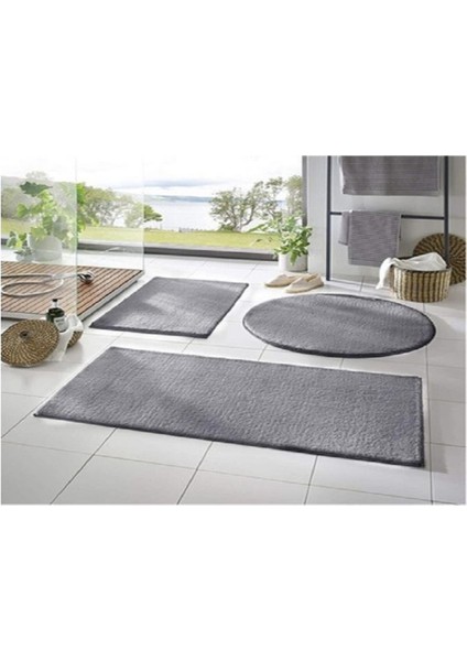3'lü Banyo Halısı Peluş Post Halı Klozet Takımı 100X60 60X40 (60X60 Yuvarlak)