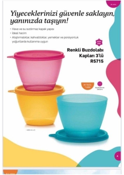 Buzdolabı Saklama Kabı 400 ml 3'lü fırsatları