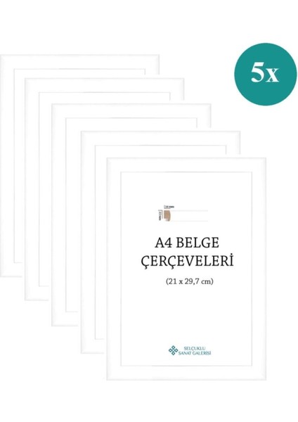 5 Adet A4 Çerçeve 1. Sınıf 22MM 5'li Paket (Renk:beyaz)