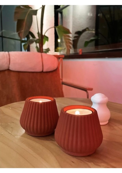 Blanj Liny 2'li Terracotta Tealight Mumluk. indirimleri