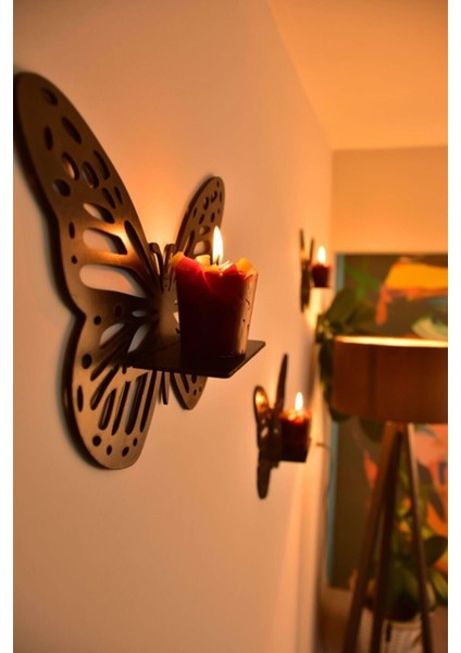 Dekoratif Kelebek Duvar Rafı 3'lü Set modelleri