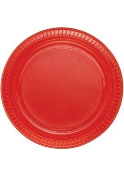 Kırmızı Plastik Tabak 22 cm 25LI Plastik Tabak