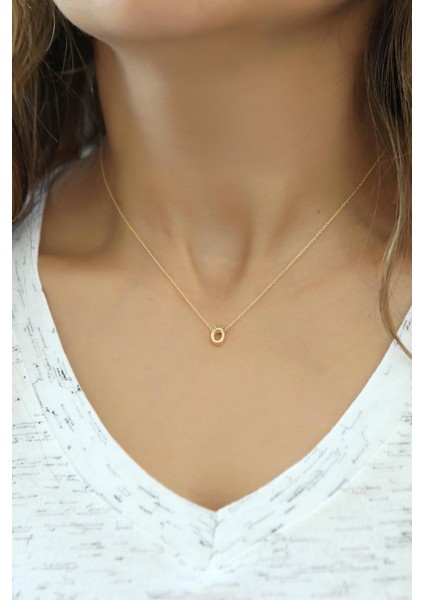 Silver Azuris 925 Ayar Gümüş Üç Boyutlu Ö Harfli Harfi Kolye