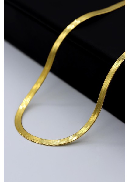 Italyan Yassı Zincir Altın Kaplama Kolye 194