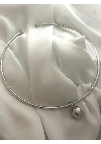 Lujo Aksesuar Kadın Çelik Serenay Ball Chocker Ucu Toplu Choker