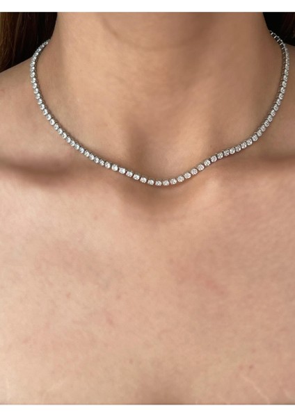 Saja Jewelry Zirkon Taşlı Çelik Su Yolu Kolye