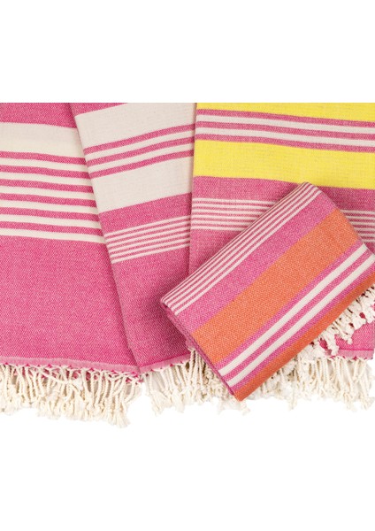 Pembe-Beyaz Çizgili Organik Pamuk Peştamal Plaj Havlusu modelleri