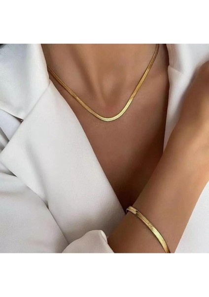 Z&d Accessory Çelik Ezme Italyan Zincir Kolye ve Bileklik Seti Kararmaz modelleri
