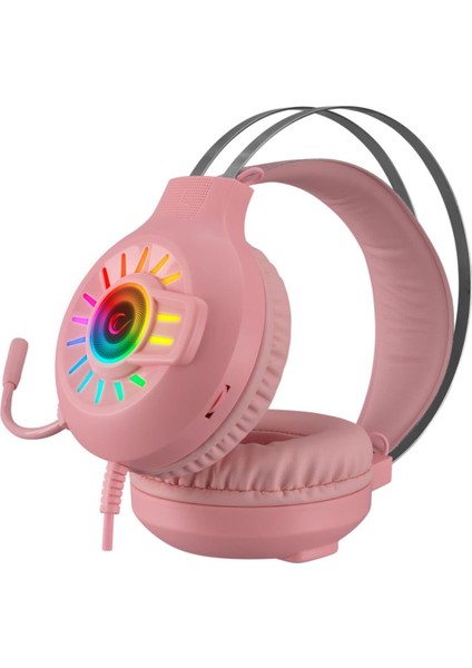 RM-K44 Zengibar Pembe 7.1 Surround Rgb Işık Efekti Mikrofonlu Oyuncu Kulaklığı RM-K44 fırsatları
