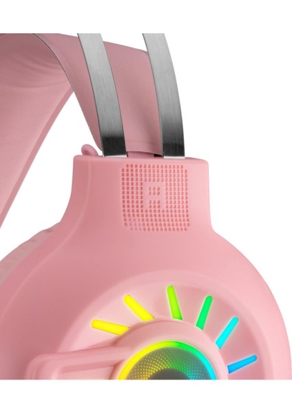 RM-K44 Zengibar Pembe 7.1 Surround Rgb Işık Efekti Mikrofonlu Oyuncu Kulaklığı RM-K44 indirimleri