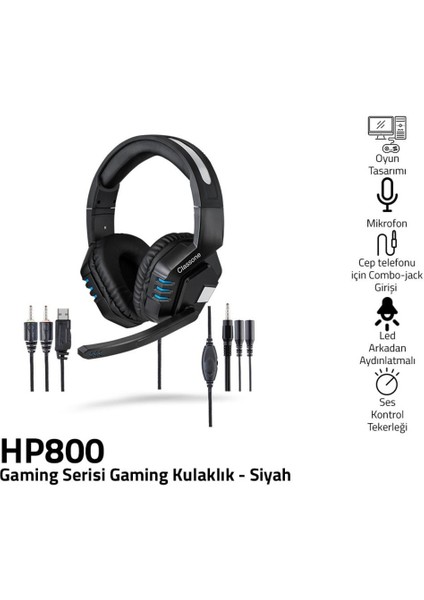 Siyah HP800 Oyuncu Kulaklığı