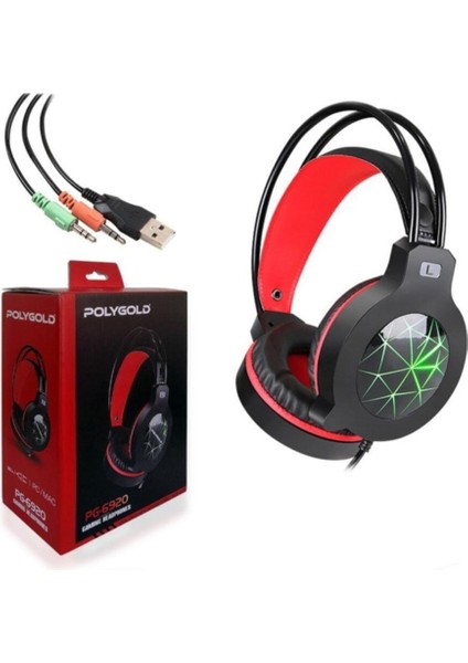 PG-6920 Ledli Gaming Mikrofonlu Oyuncu Pc Kulaklığı 3.5 mm Jack