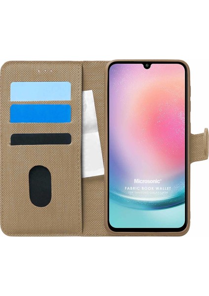Samsung Galaxy A24 Kılıf Fabric Book Wallet Gold