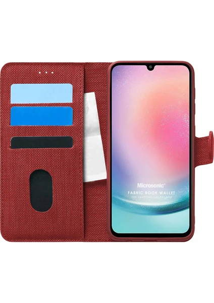 Samsung Galaxy A24 Kılıf Fabric Book Wallet Kırmızı