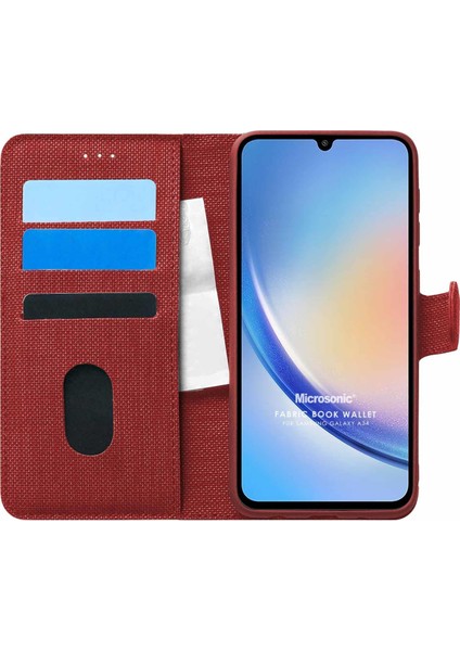 Samsung Galaxy A34 Kılıf Fabric Book Wallet Kırmızı