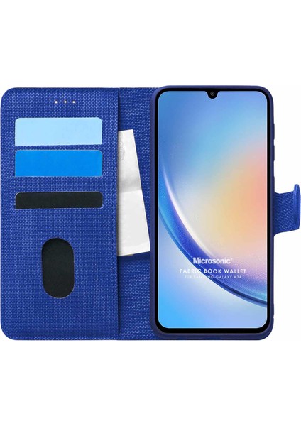 Samsung Galaxy A34 Kılıf Fabric Book Wallet Lacivert