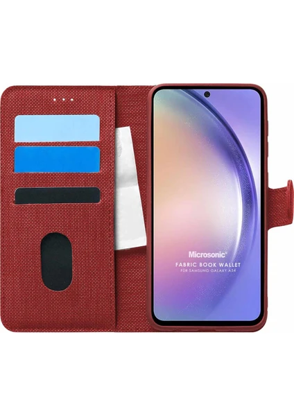 Samsung Galaxy A54 Kılıf Fabric Book Wallet Kırmızı