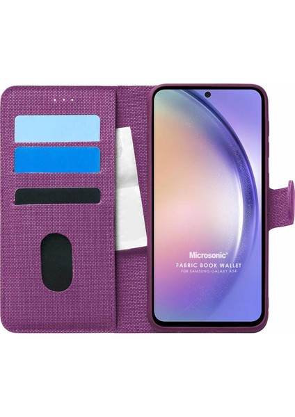 Samsung Galaxy A54 Kılıf Fabric Book Wallet Mor