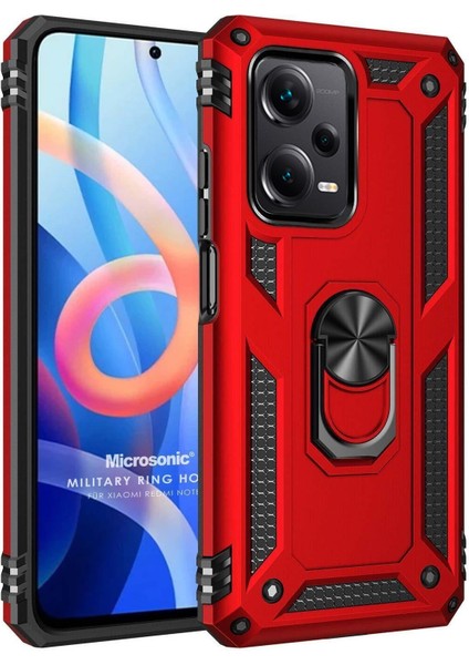 Xiaomi Poco X5 5g Kılıf Military Ring Holder Kırmızı
