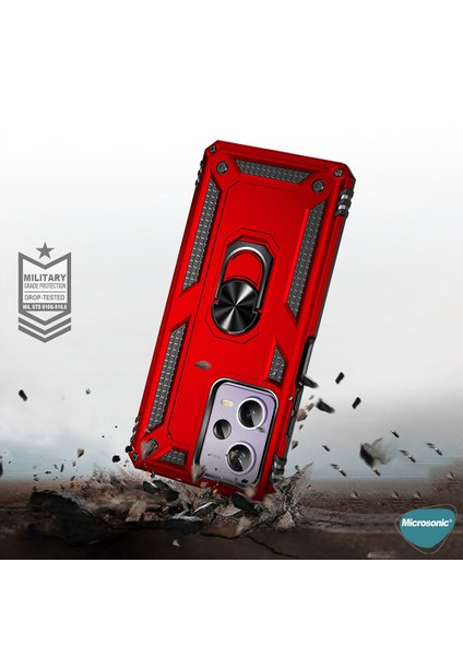 Xiaomi Poco X5 5g Kılıf Military Ring Holder Kırmızı