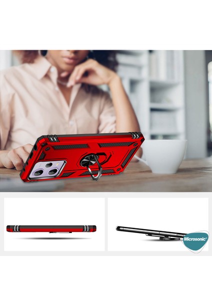 Xiaomi Poco X5 5g Kılıf Military Ring Holder Kırmızı