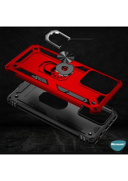 Xiaomi Poco X5 5g Kılıf Military Ring Holder Kırmızı