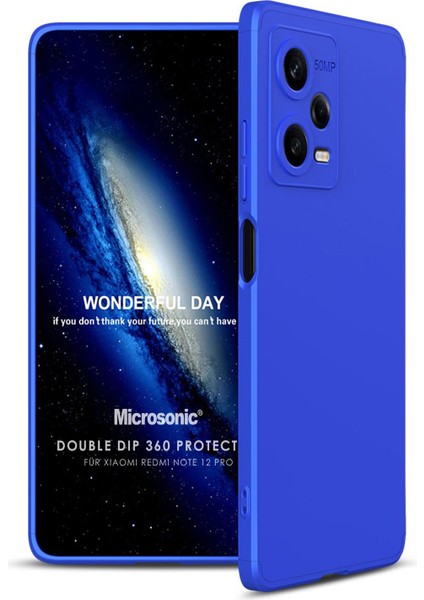 Xiaomi Redmi Note 12 Pro Kılıf Double Dip 360 Protective Mavi