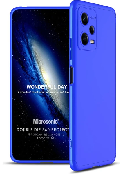 Xiaomi Redmi Note 12 Kılıf Double Dip 360 Protective Mavi